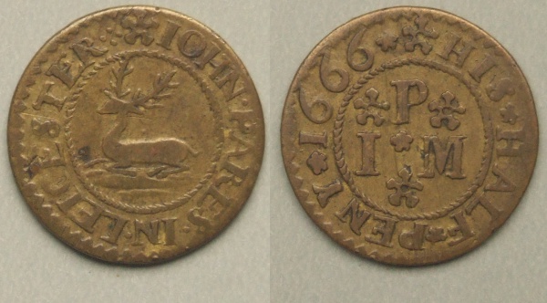 Leicester, John Pares 1666 halfpenny Leicester, John Pares 1666 halfpenny